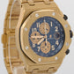 PAPERS Audemars Piguet Royal Oak Offshore BRICK 18K Yellow Gold BLUE 26470BA BOX
