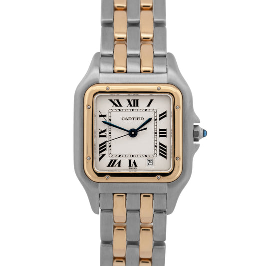 Cartier Panthere WHITE Two-Tone Stainless Steel Yellow Gold 27mm 83949 Watch