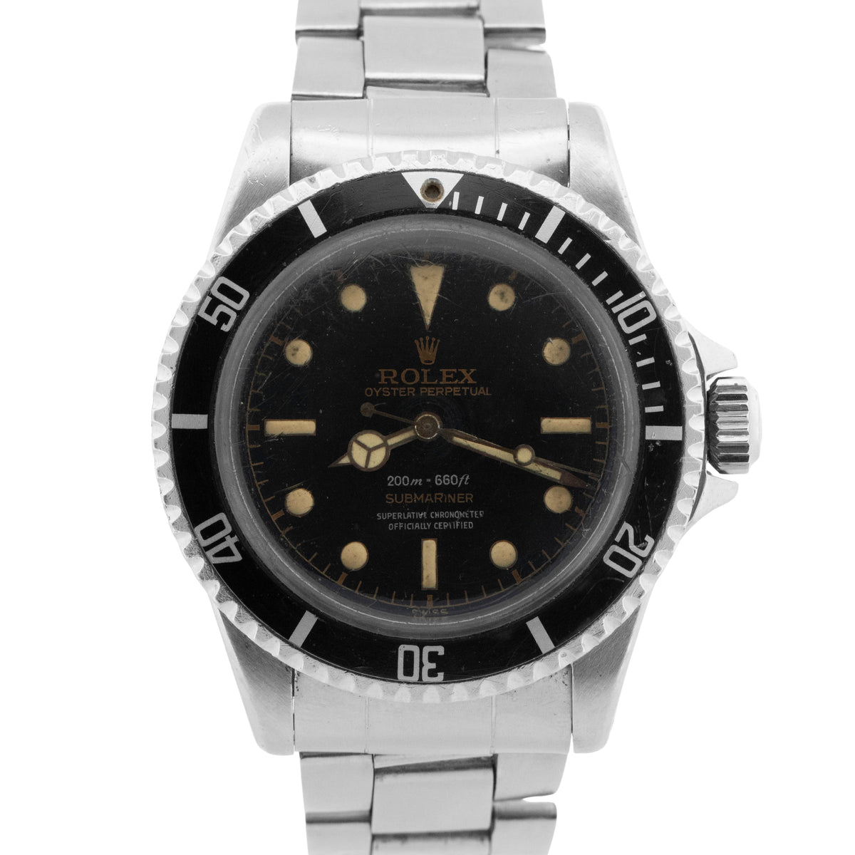 Rolex No-Date Submariner 5512 Gilt Black Stainless Steel 40mm Oyster Watch