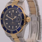 UNPOLISHED 2006 PAPERS Rolex Submariner Date BLUE Two-Tone 18K 40mm 16613 BOX