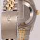 Rolex DateJust 36mm IVORY TAPESTRY Two-Tone 18K Gold Steel JUBILEE Watch 16233