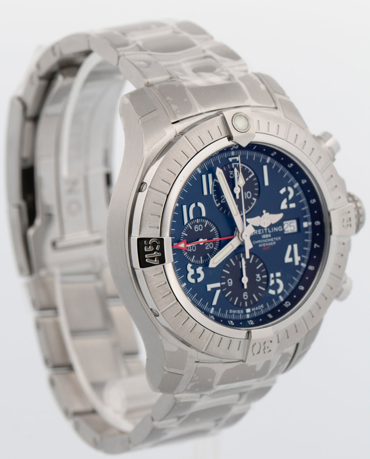 New Breitling Avenger Chronograph GMT 45 A24315 Blue Steel 45mm Watch Box Papers