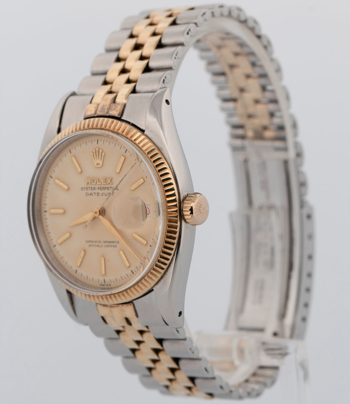 Unpolished Rolex DateJust 6605 Two-Tone Steel Gold Roulette Red 36mm Watch