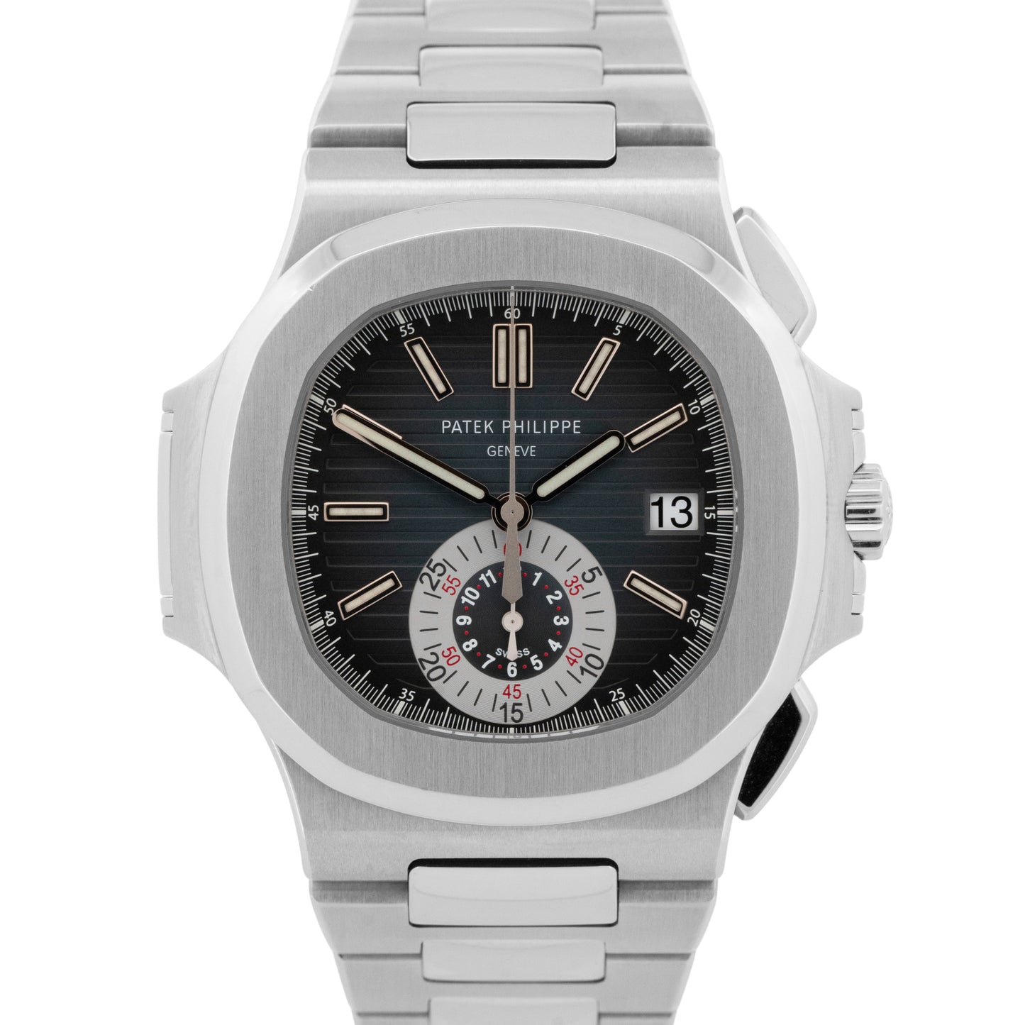 2014 PAPERS Patek Philippe Nautilus 40.5mm Grey Blue Chronograph 5980/1A-001 BOX