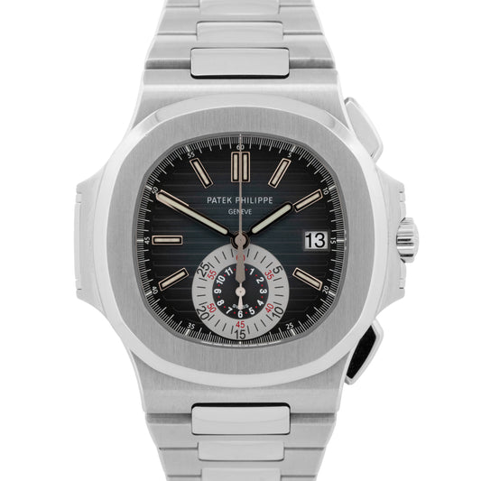 2014 PAPERS Patek Philippe Nautilus 40.5mm Grey Blue Chronograph 5980/1A-001 BOX