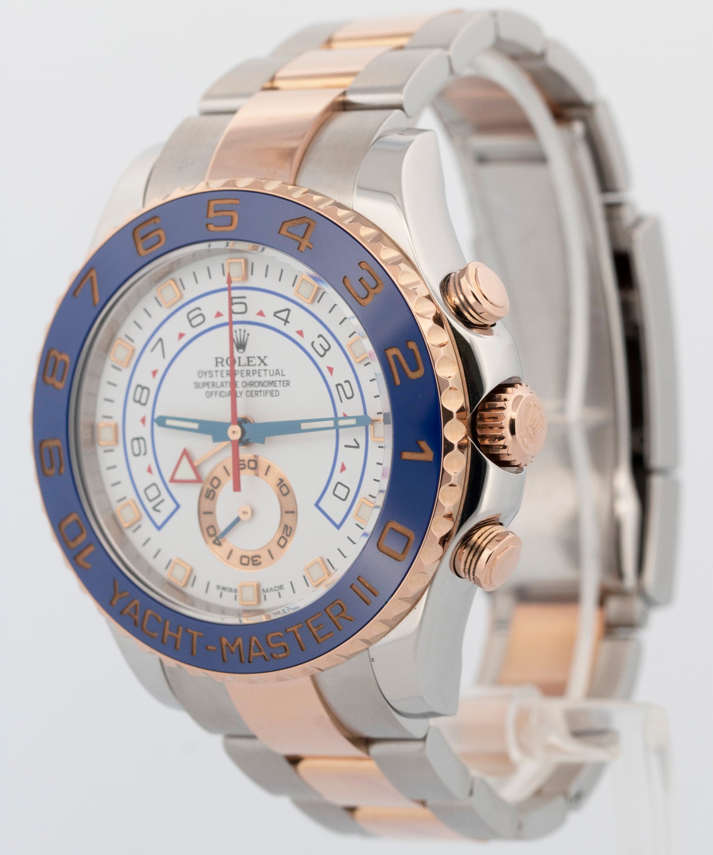 2017 Rolex Yacht-Master II 116681 White Two-Tone Rose Gold 44mm Watch Box Papers