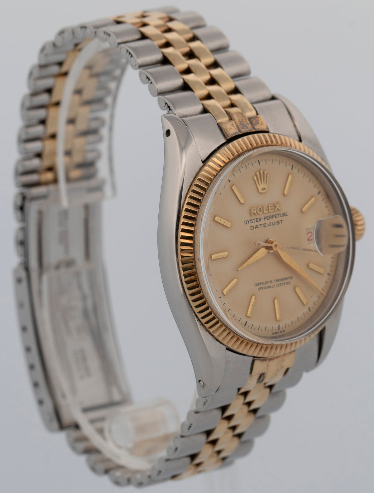 Unpolished Rolex DateJust 6605 Two-Tone Steel Gold Roulette Red 36mm Watch