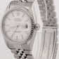 2000 PAPERS Rolex DateJust WHITE 36mm Stainless Engine-Turned JUBILEE 16220 BOX