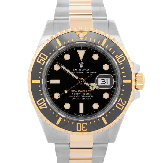 PAPERS Rolex Sea-Dweller 43mm Two-Tone 18K Gold Stainless Black 126603 Watch BOX
