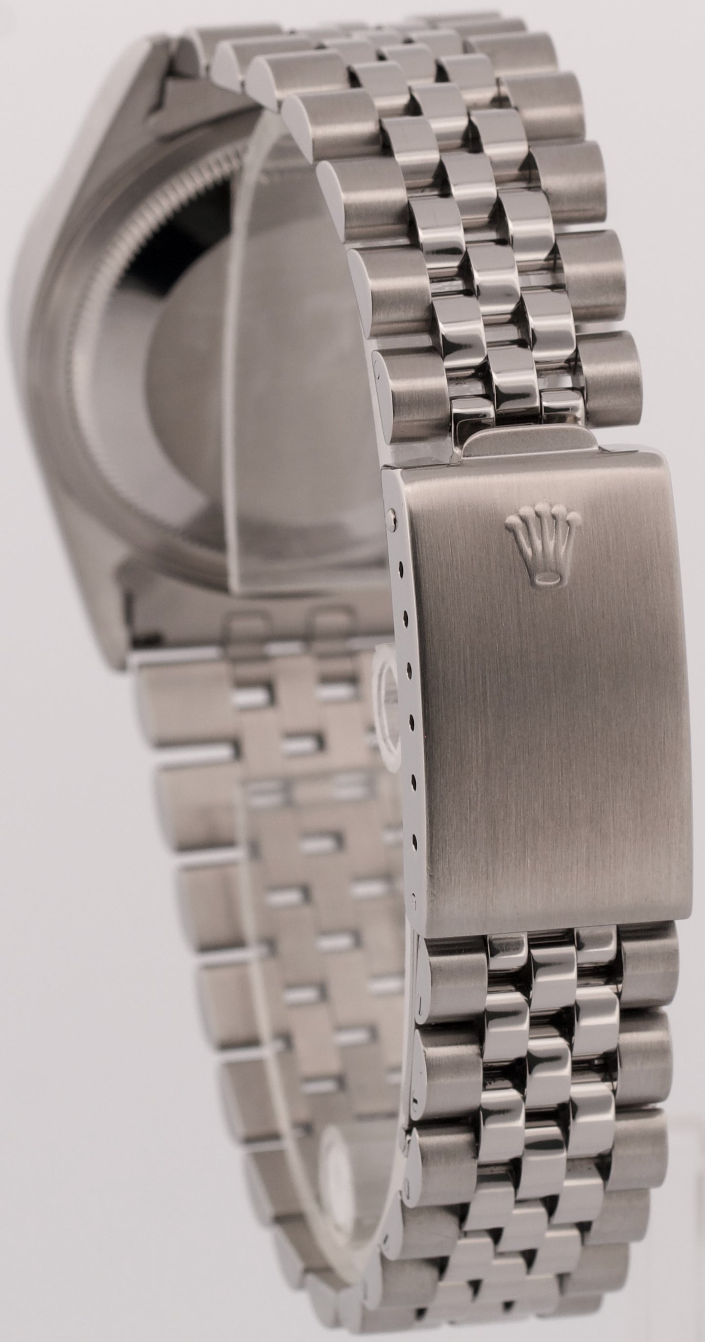 2000 PAPERS Rolex DateJust WHITE 36mm Stainless Engine-Turned JUBILEE 16220 BOX