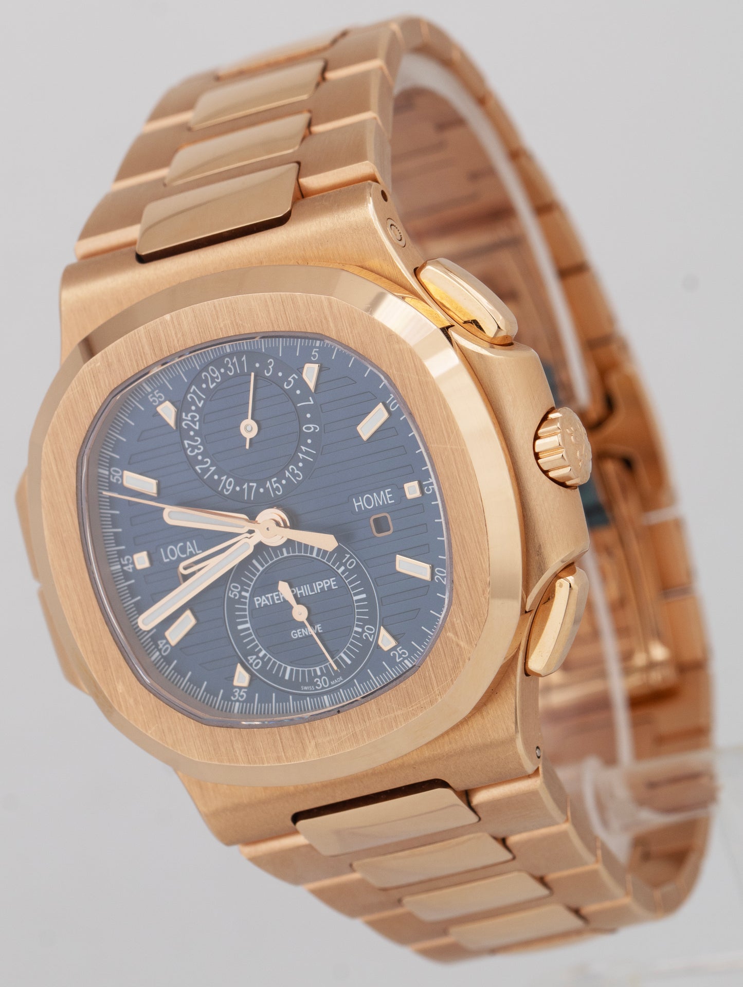 Patek Philippe Nautilus 40.5mm Rose Gold Travel Time Chronograph 5990/1R-001 B+P