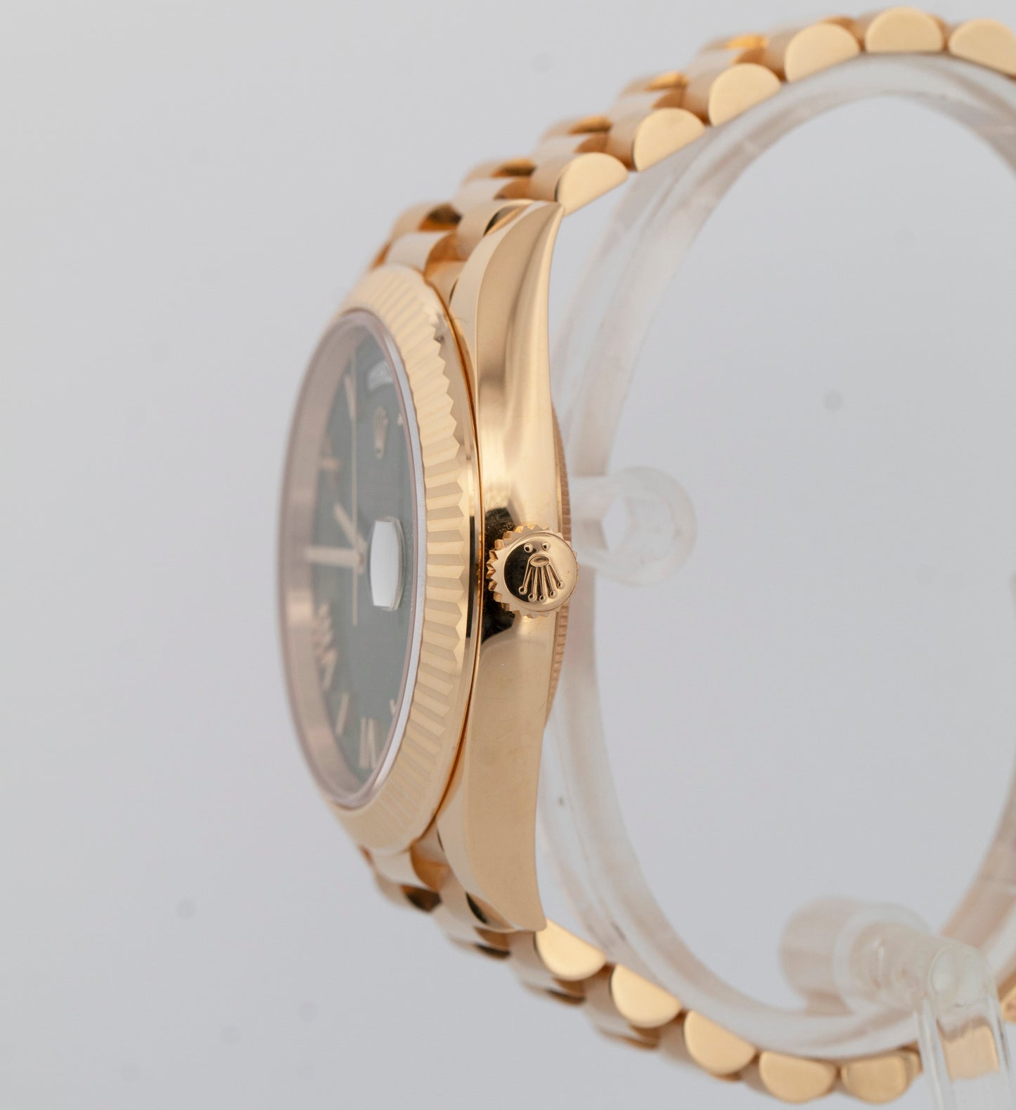 PAPERS Rolex Day-Date President 18K Yellow Gold GREEN ROMAN 40mm 228238 BOX