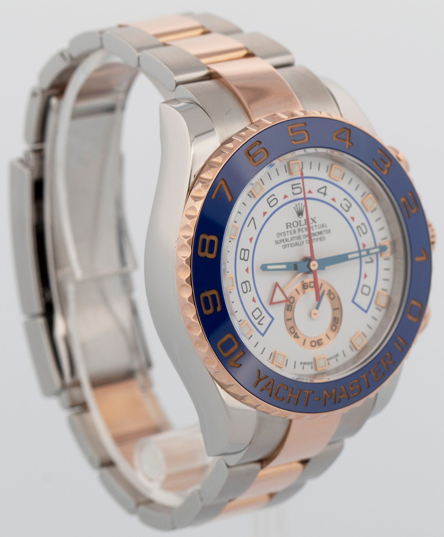 2017 Rolex Yacht-Master II 116681 White Two-Tone Rose Gold 44mm Watch Box Papers