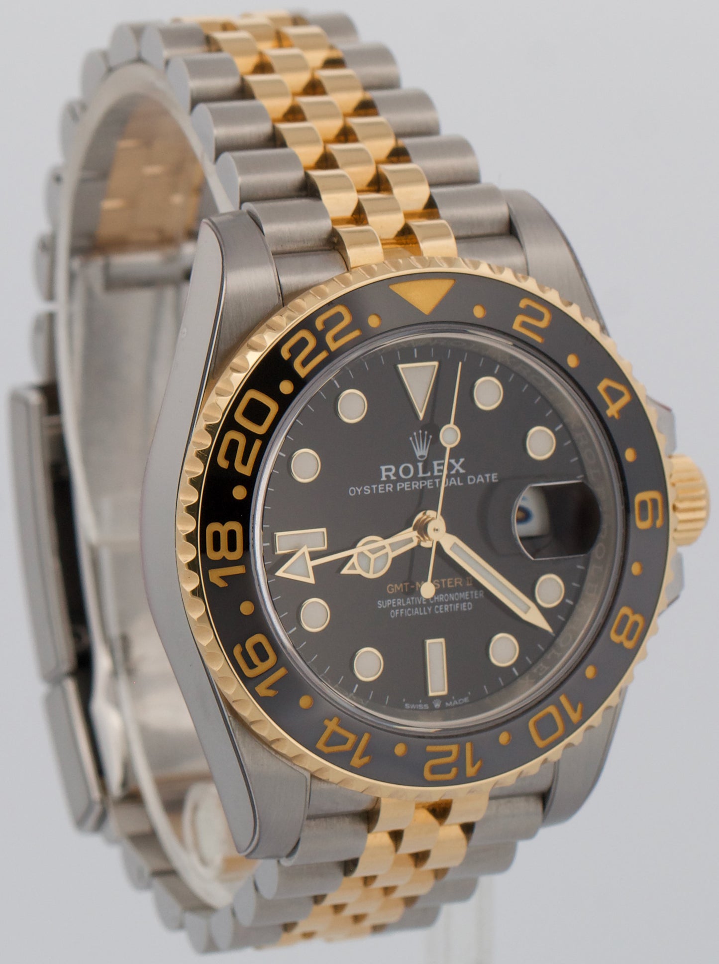 Rolex GMT-Master II 18K Yellow Gold BLACK Steel 18K 40mm JUBILEE 126713 GRNR