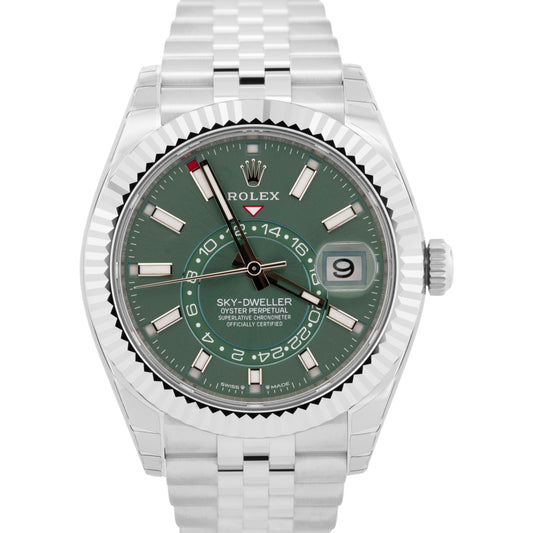 NEW STICKERED JUNE 2026 PAPERS Rolex Sky-Dweller GREEN 42mm JUBILEE 336934 BOX