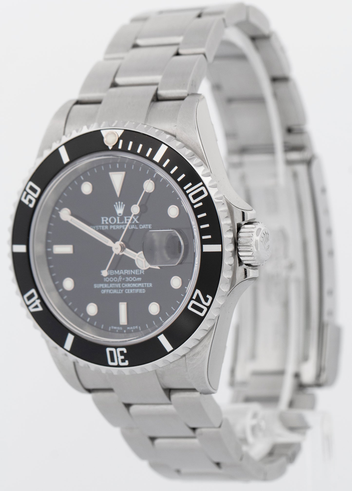 NOS STICKERED Rolex Submariner Date BLACK Stainless 40mm NO-HOLES 16610 BOX