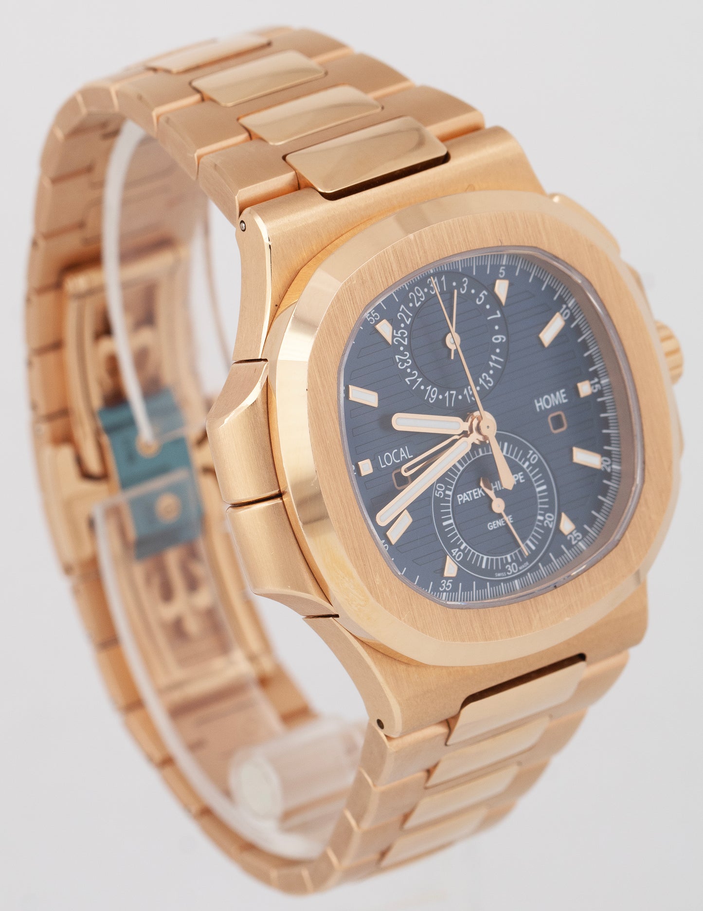 Patek Philippe Nautilus 40.5mm Rose Gold Travel Time Chronograph 5990/1R-001 B+P