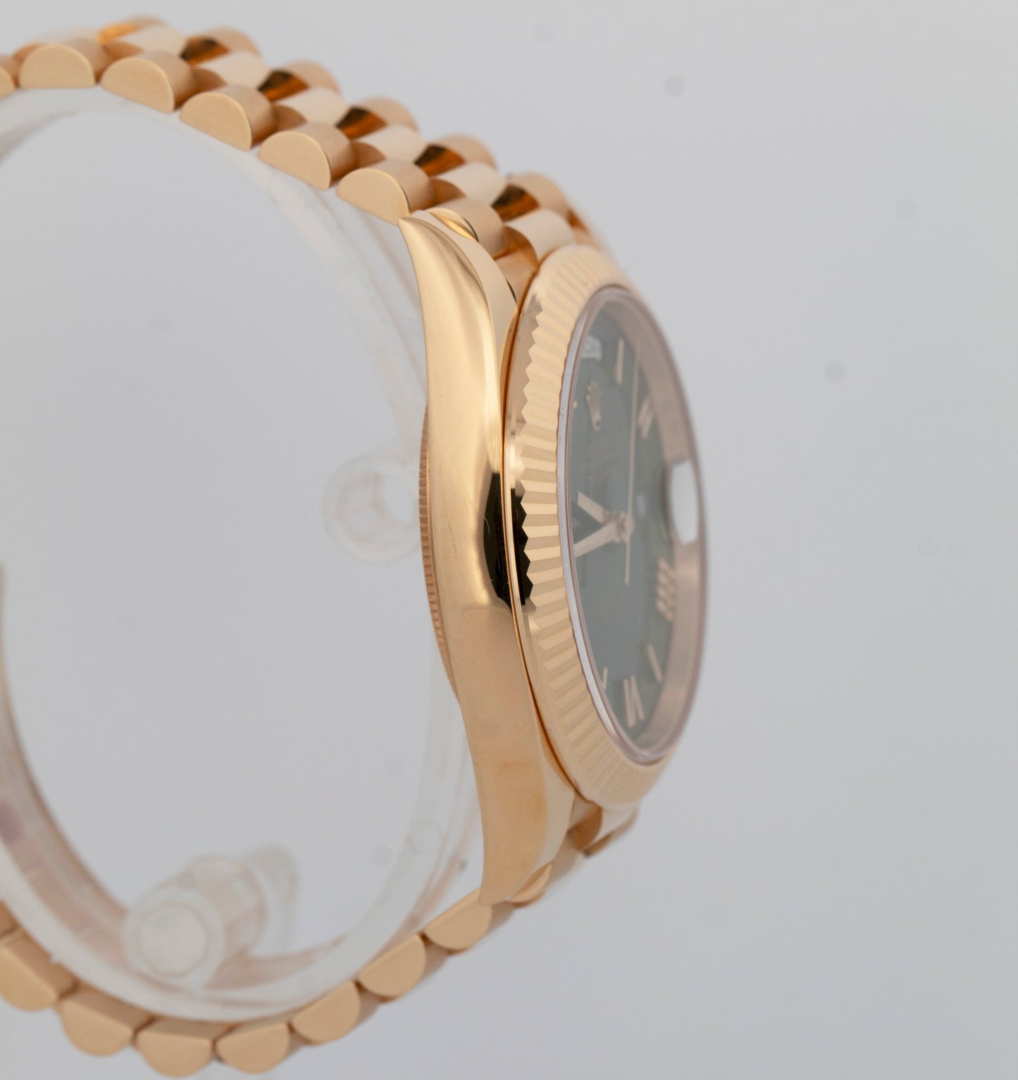 PAPERS Rolex Day-Date President 18K Yellow Gold GREEN ROMAN 40mm 228238 BOX