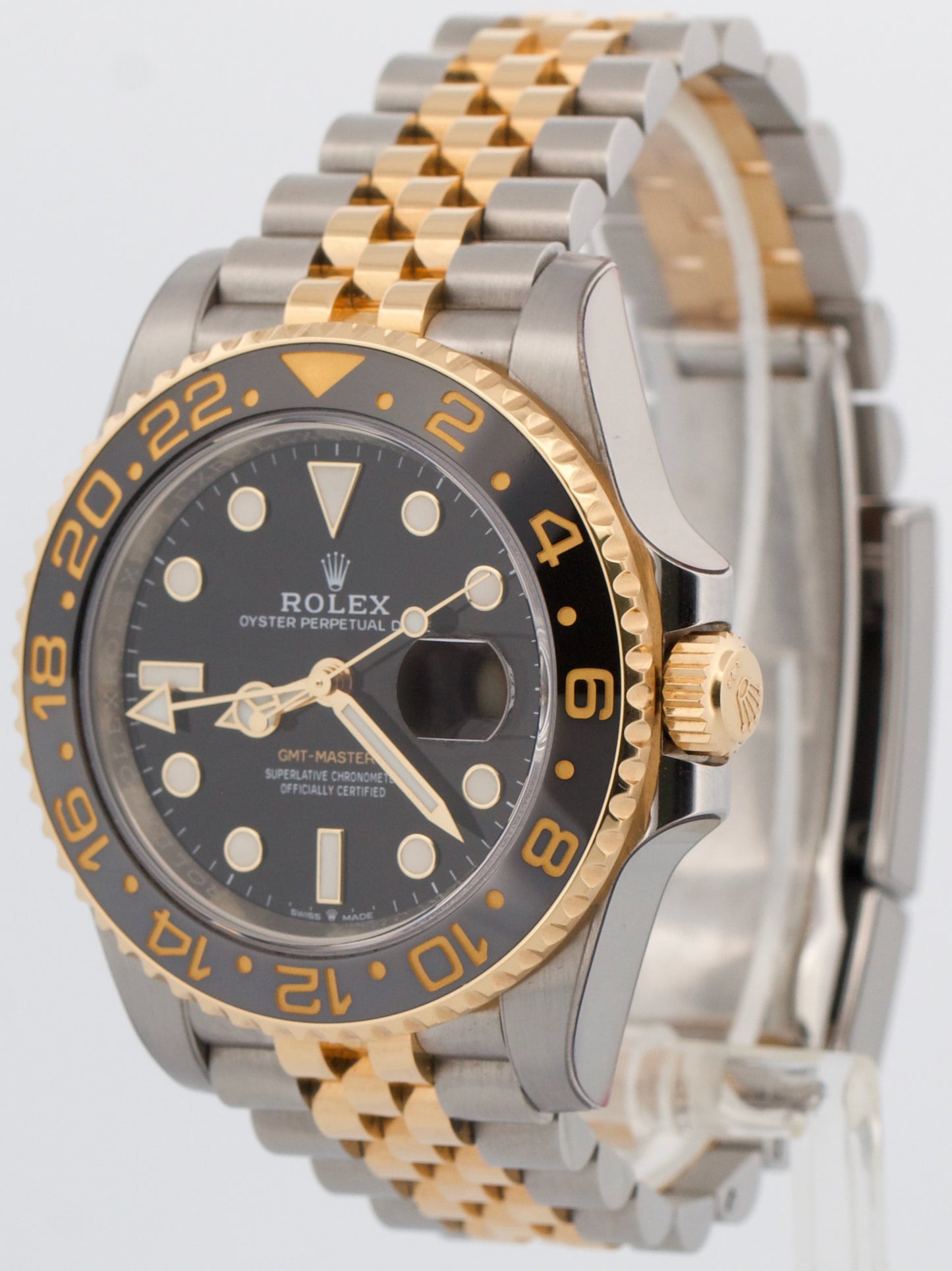 Rolex GMT-Master II 18K Yellow Gold BLACK Steel 18K 40mm JUBILEE 126713 GRNR