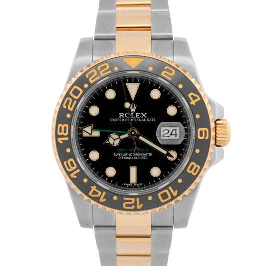 Rolex GMT-Master II Ceramic BLACK Two-Tone 18K Yellow Gold 40mm 116713 LN Watch