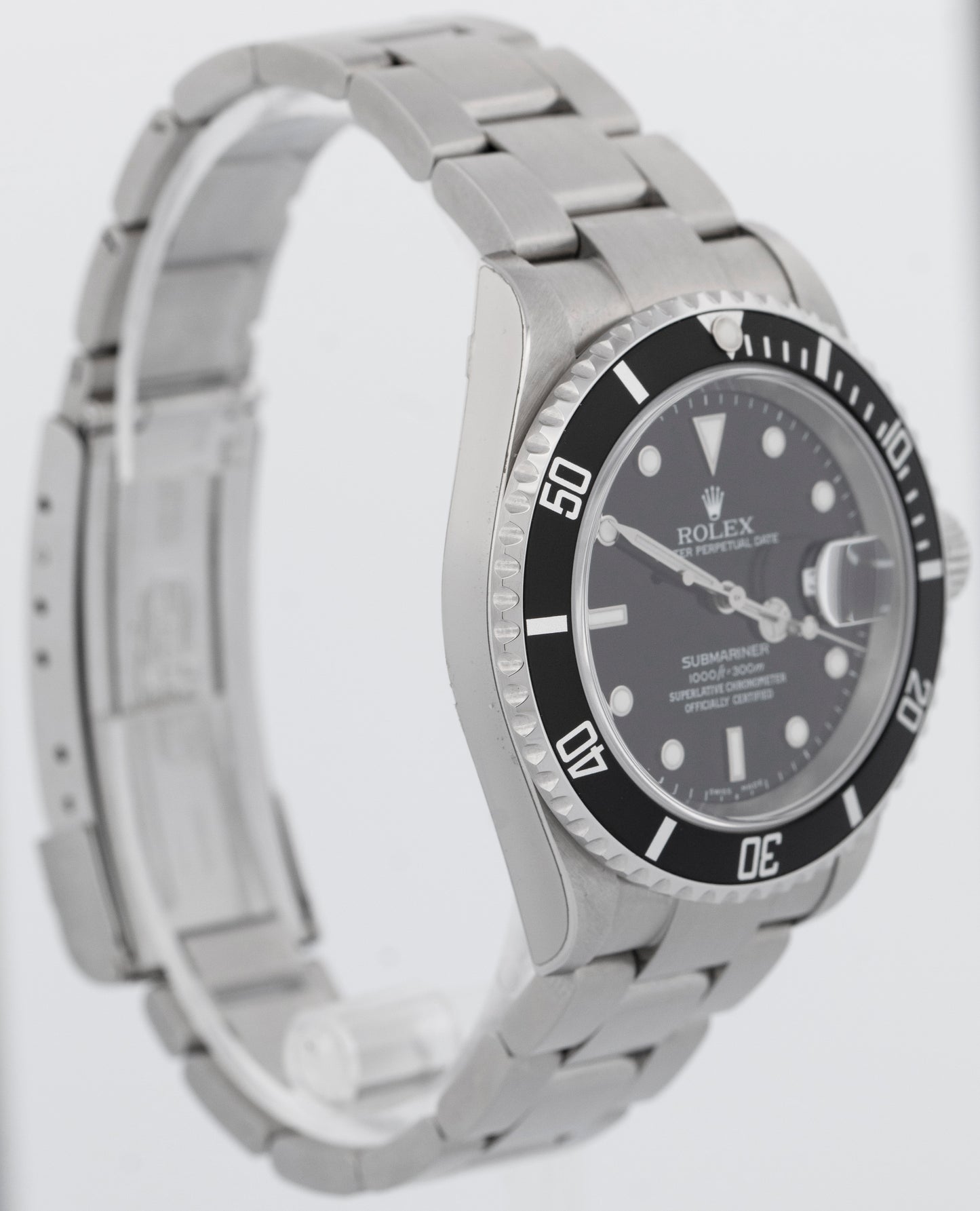 NOS STICKERED Rolex Submariner Date BLACK Stainless 40mm NO-HOLES 16610 BOX