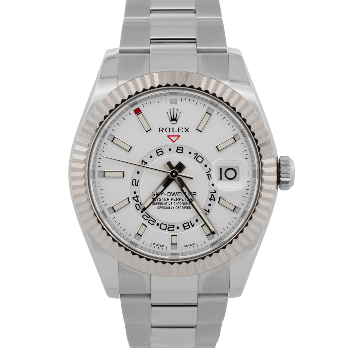 2022 Rolex Sky-Dweller 326934 White Fluted Stainless Steel 42mm Watch Box Papers