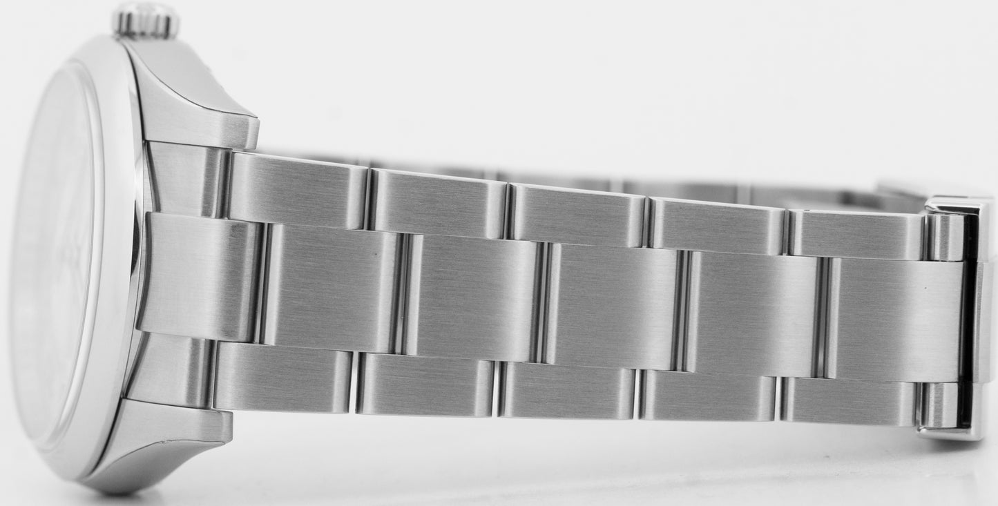 STICKERED PAPERS Rolex Oyster Perpetual SILVER CONCENTRIC Steel 34mm 114200 BOX