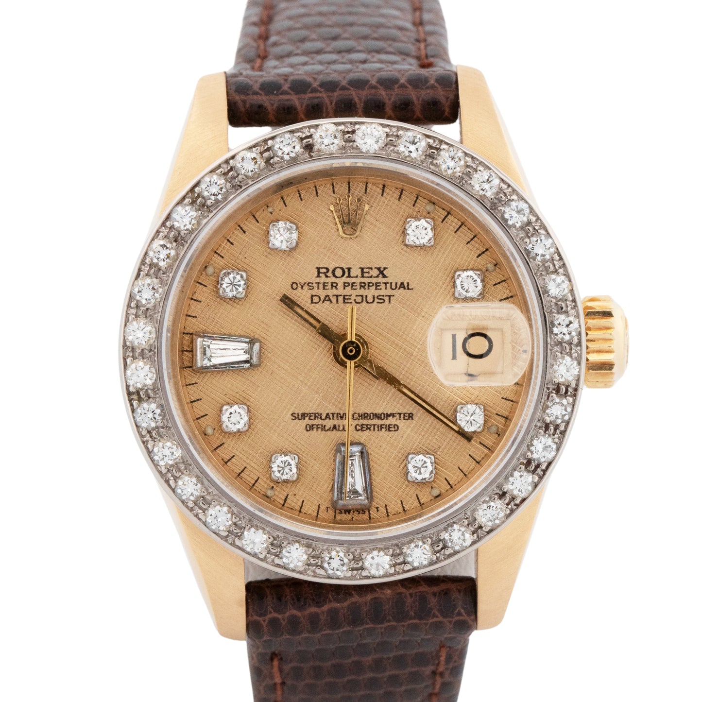 Ladies Rolex DateJust President 26mm CHAMPAGNE 18K Yellow Gold DIAMOND 6917