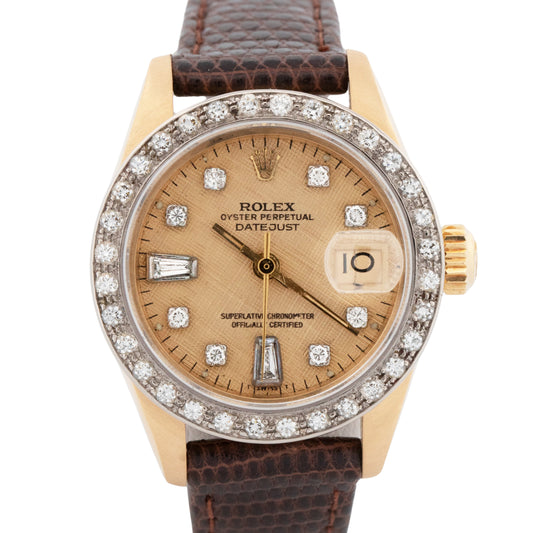 Ladies Rolex DateJust President 26mm CHAMPAGNE 18K Yellow Gold DIAMOND 6917