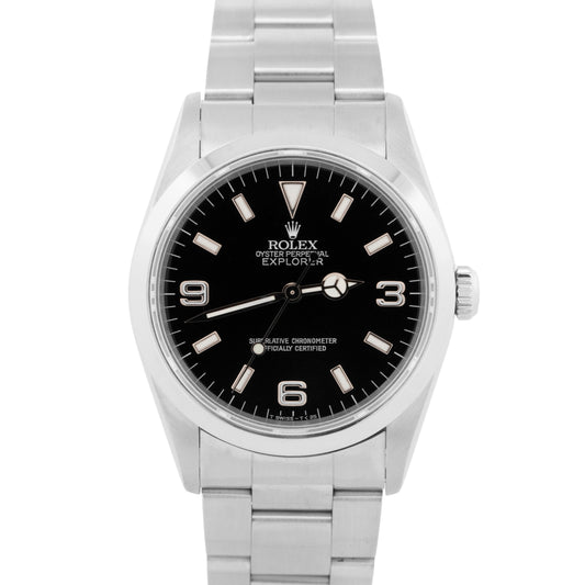 Rolex Explorer I 36mm Black Stainless Steel Oyster NO-HOLES 3-6-9  Watch 14270