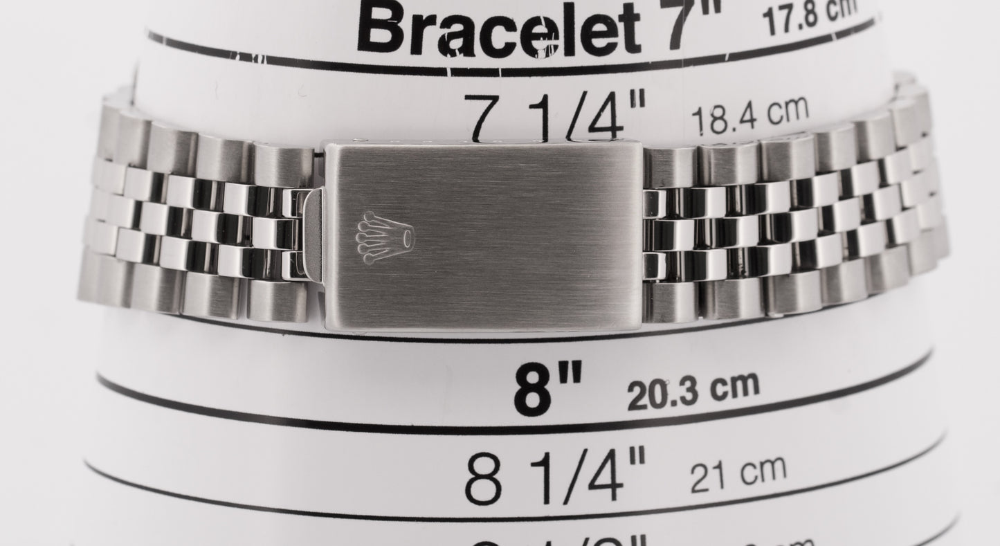 2000 PAPERS Rolex DateJust WHITE 36mm Stainless Engine-Turned JUBILEE 16220 BOX