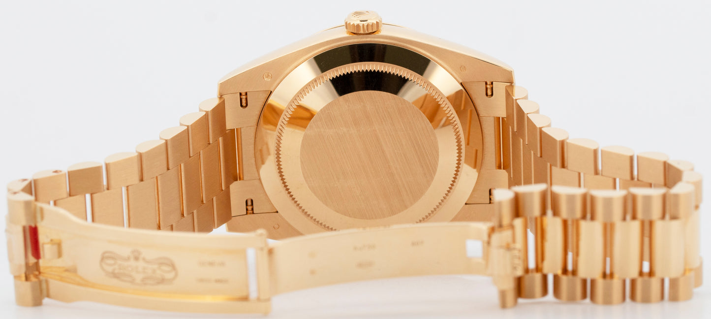 PAPERS Rolex Day-Date President 18K Yellow Gold GREEN ROMAN 40mm 228238 BOX