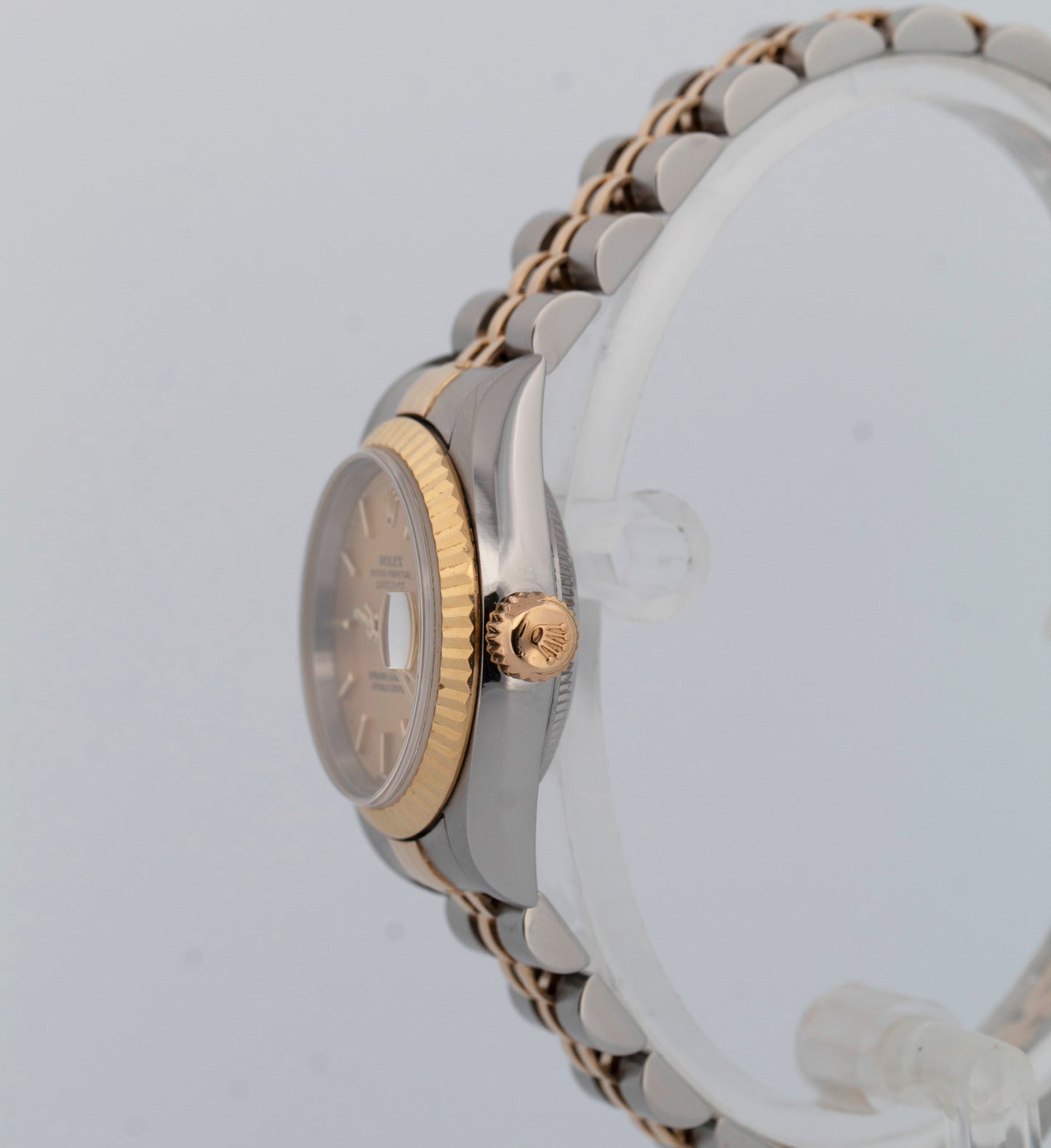 PAPERS Ladies Rolex DateJust Champagne 18K Gold Steel 26mm JUBILEE 79173 BOX