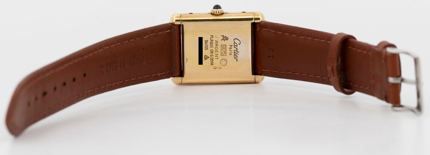 Cartier Must de Cartier Tank Brown 23mm Vermeil Sterling Silver Gold Watch