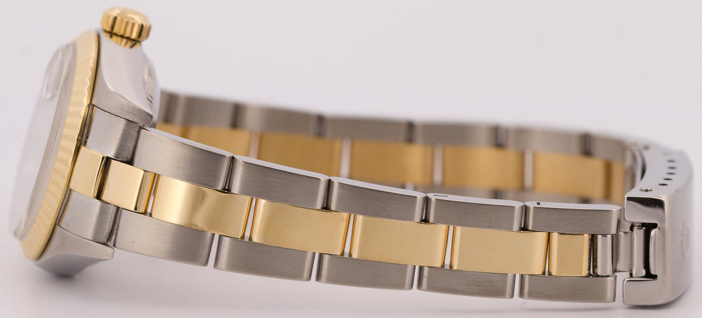 PAPERS Ladies Rolex DateJust SILVER 18K Yellow Gold Steel 26mm OYSTER 79173 BOX