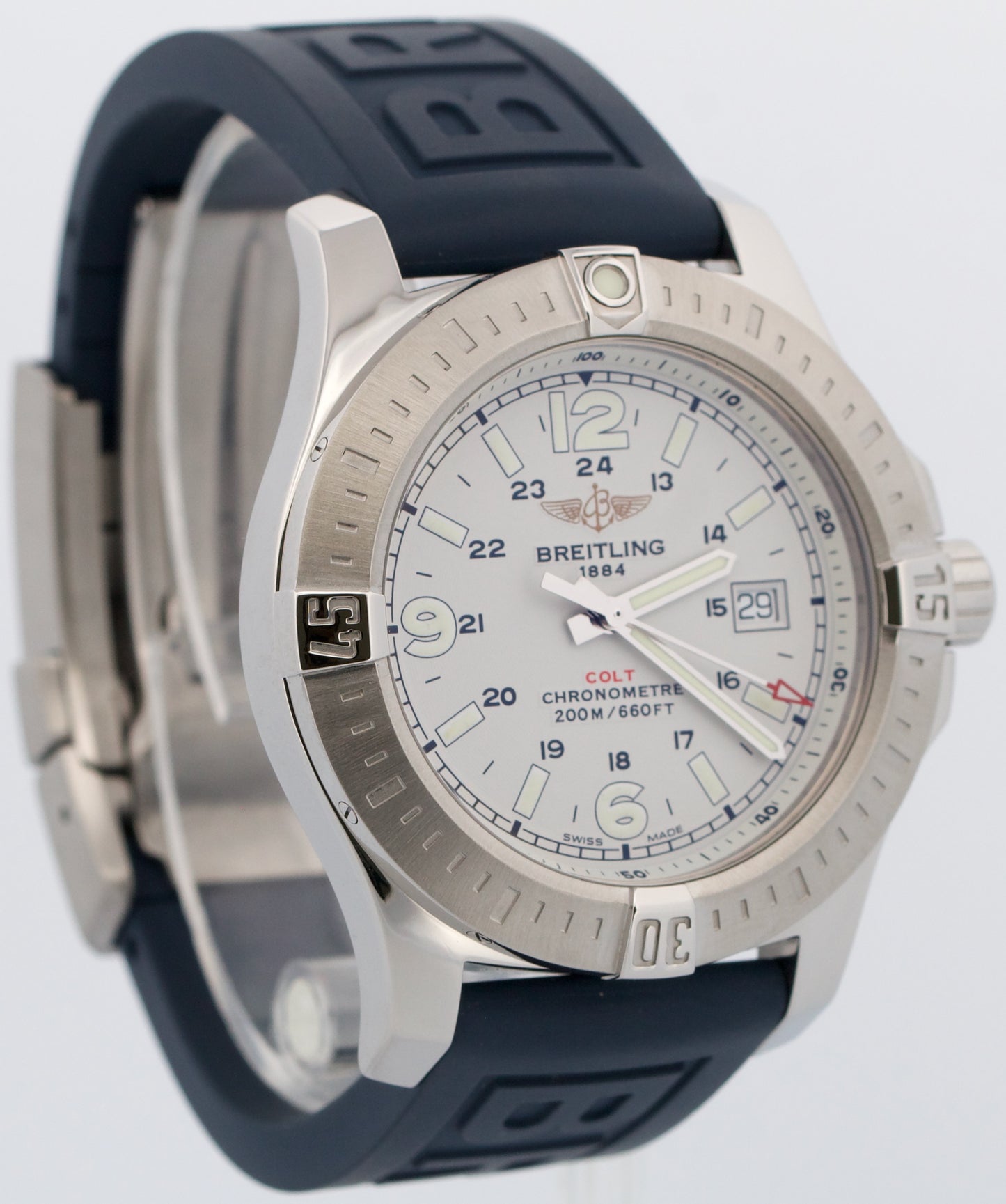 PAPERS Breitling Colt Quartz 44 IVORY Stainless Steel RUBBER 44mm A74388 Watch