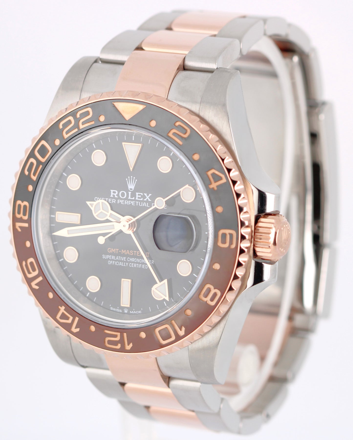 Rolex GMT-Master II ROOT BEER Two-Tone 18k Rose Gold Black 40mm 126711 Watch