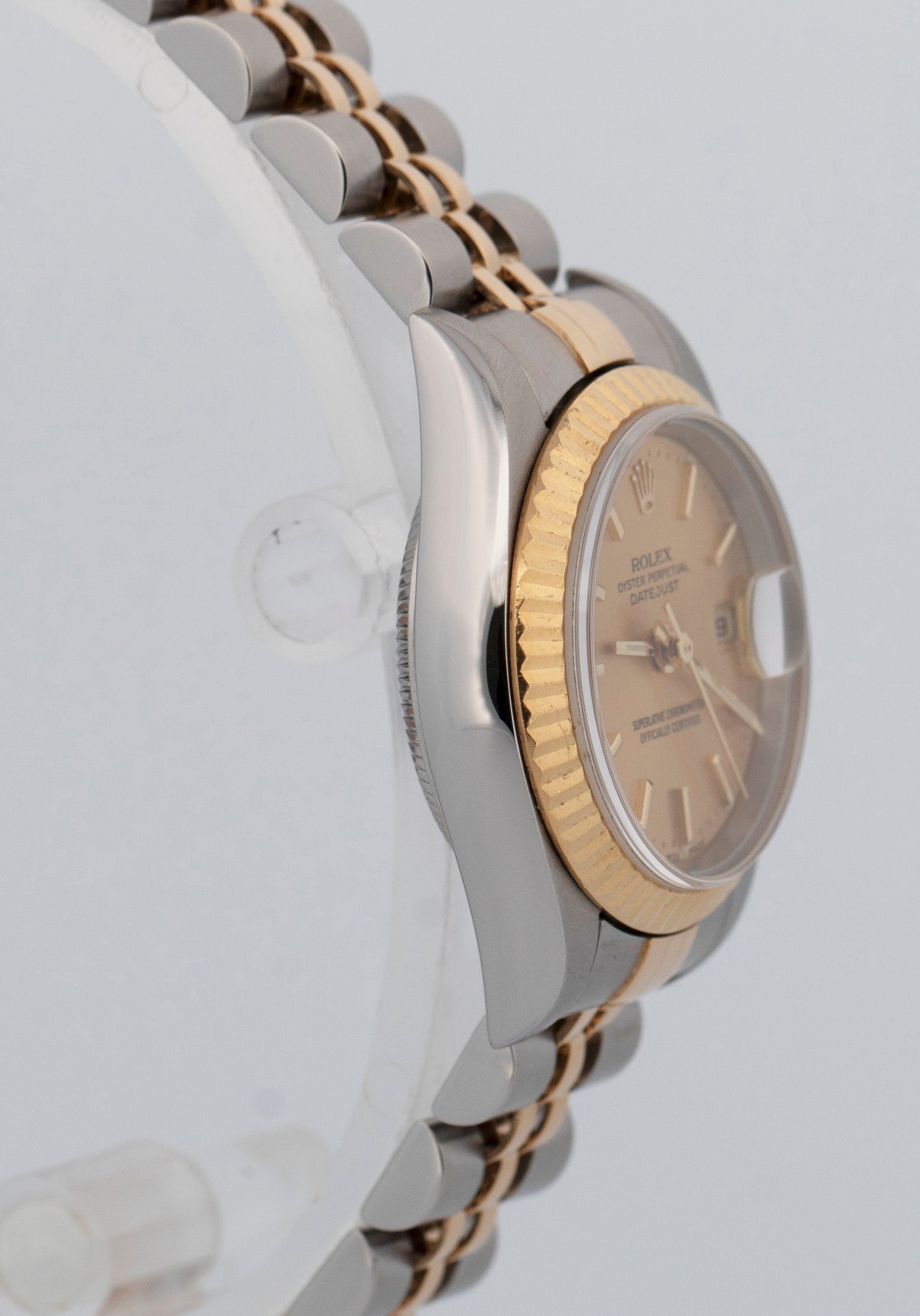 PAPERS Ladies Rolex DateJust Champagne 18K Gold Steel 26mm JUBILEE 79173 BOX