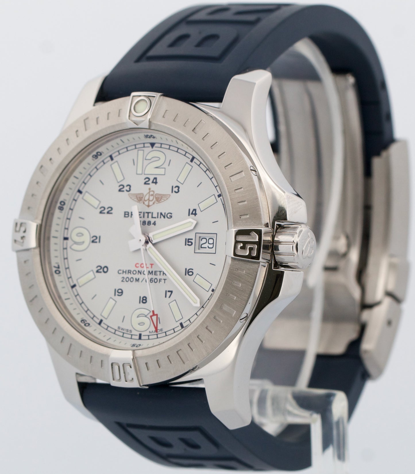 PAPERS Breitling Colt Quartz 44 IVORY Stainless Steel RUBBER 44mm A74388 Watch