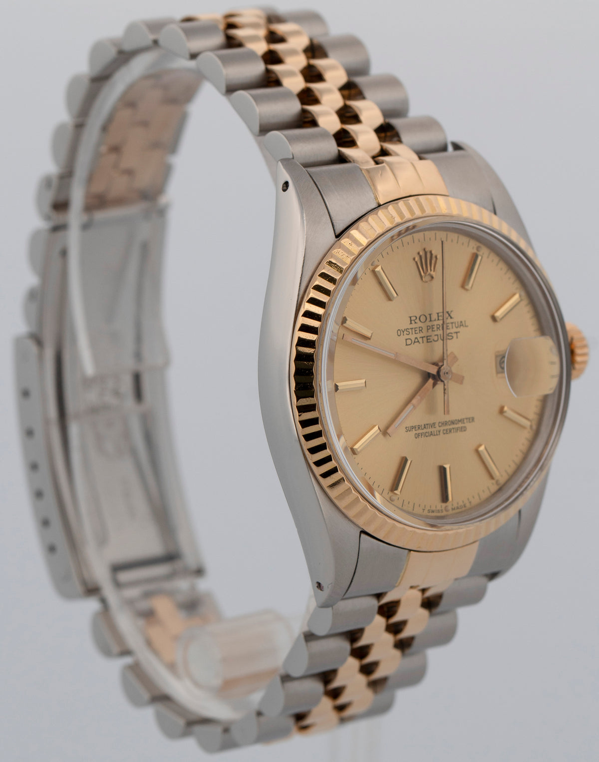 Rolex DateJust 16013 Champagne Two-Tone 18K Yellow Gold Steel Jubilee 36mm Watch
