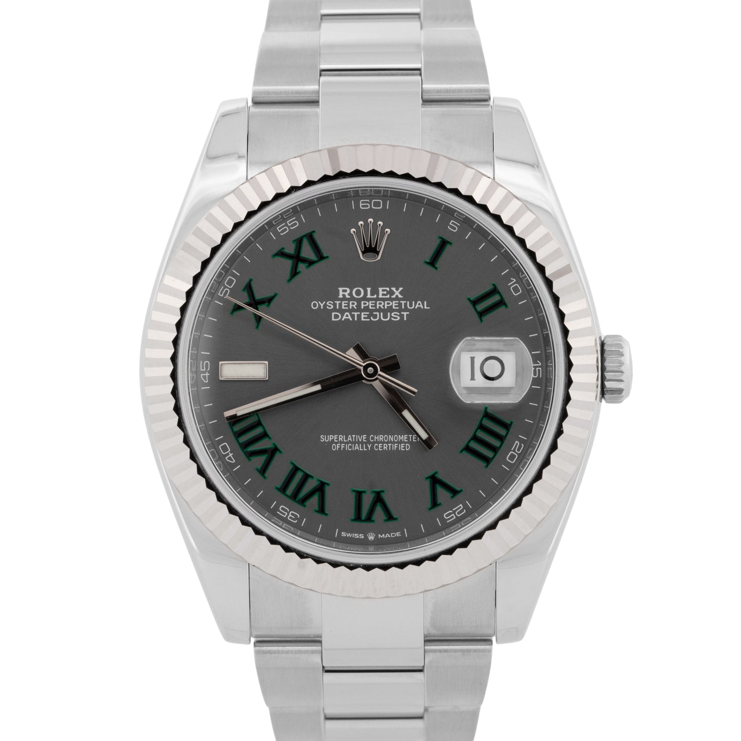 Rolex DateJust 41mm WIMBLEDON 18K White Gold Stainless Steel OYSTER Watch 126334