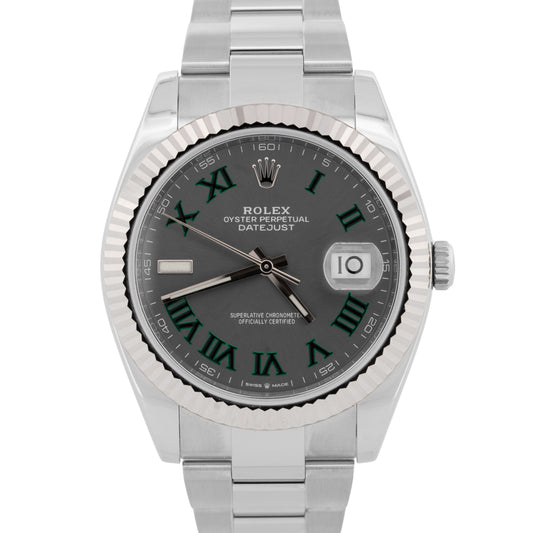 Rolex DateJust 41mm WIMBLEDON 18K White Gold Stainless Steel OYSTER Watch 126334