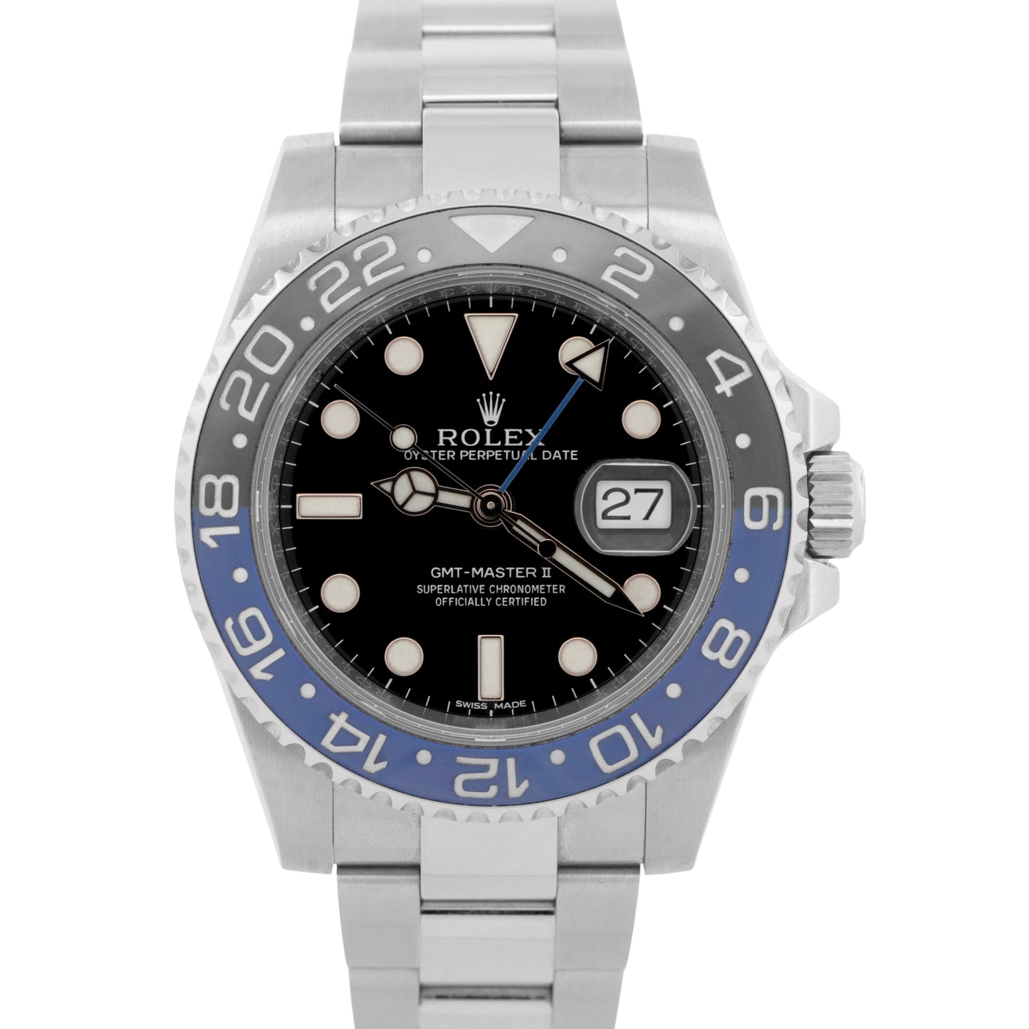 PAPERS Rolex GMT-Master II BATMAN Blue Black Steel Ceramic 40mm 116710 BLNR BOX