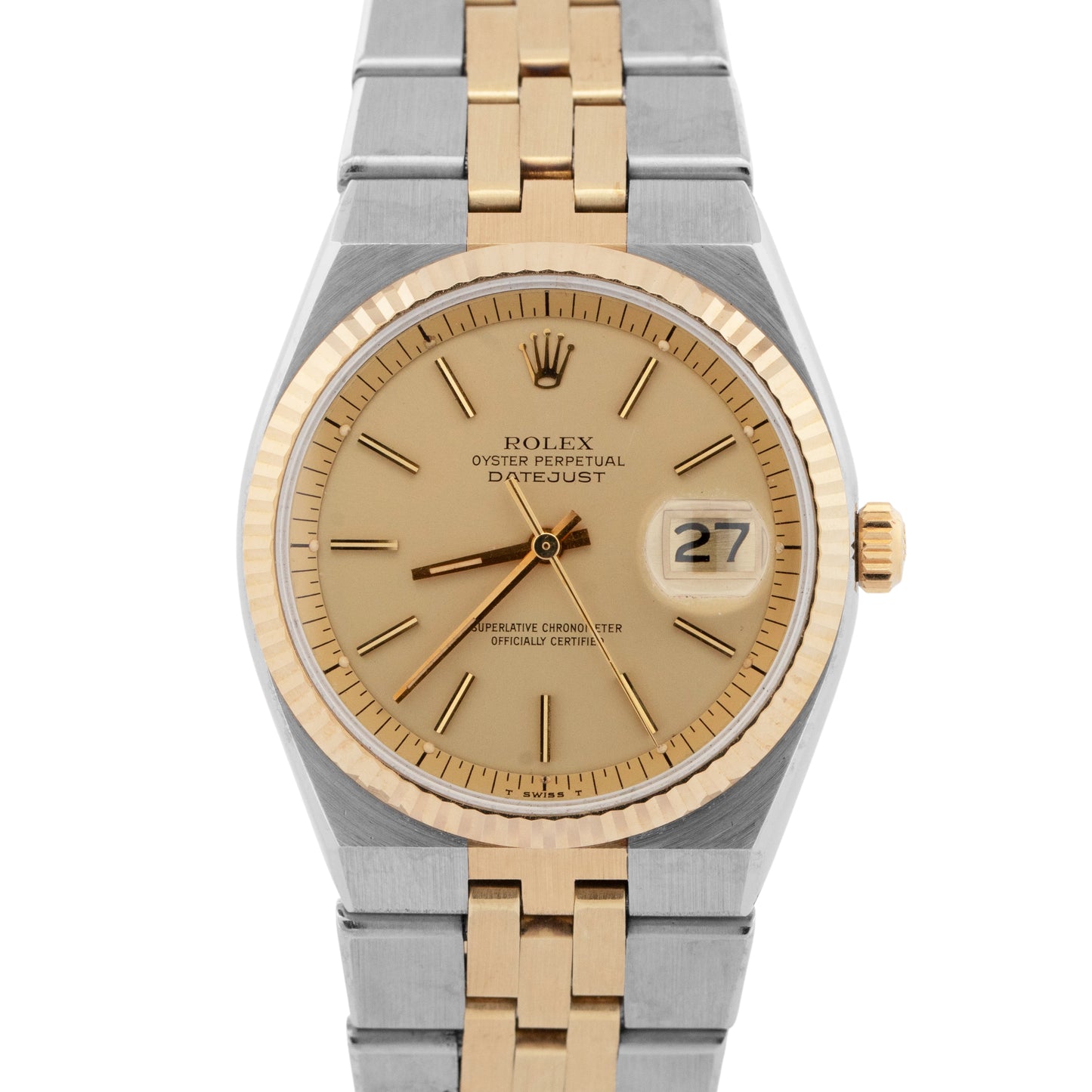 Rolex DateJust 36mm AUTOMATIC INTEGRAL Two-Tone Steel 18K Yellow Gold Watch1630
