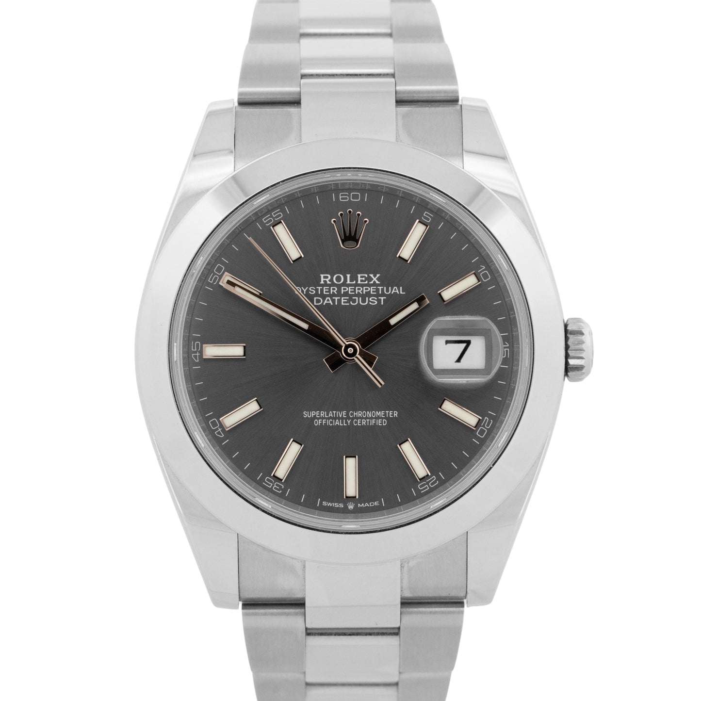 2023 PAPERS Rolex DateJust 41 Stainless Steel RHODIUM 41mm 126300 Watch BOX
