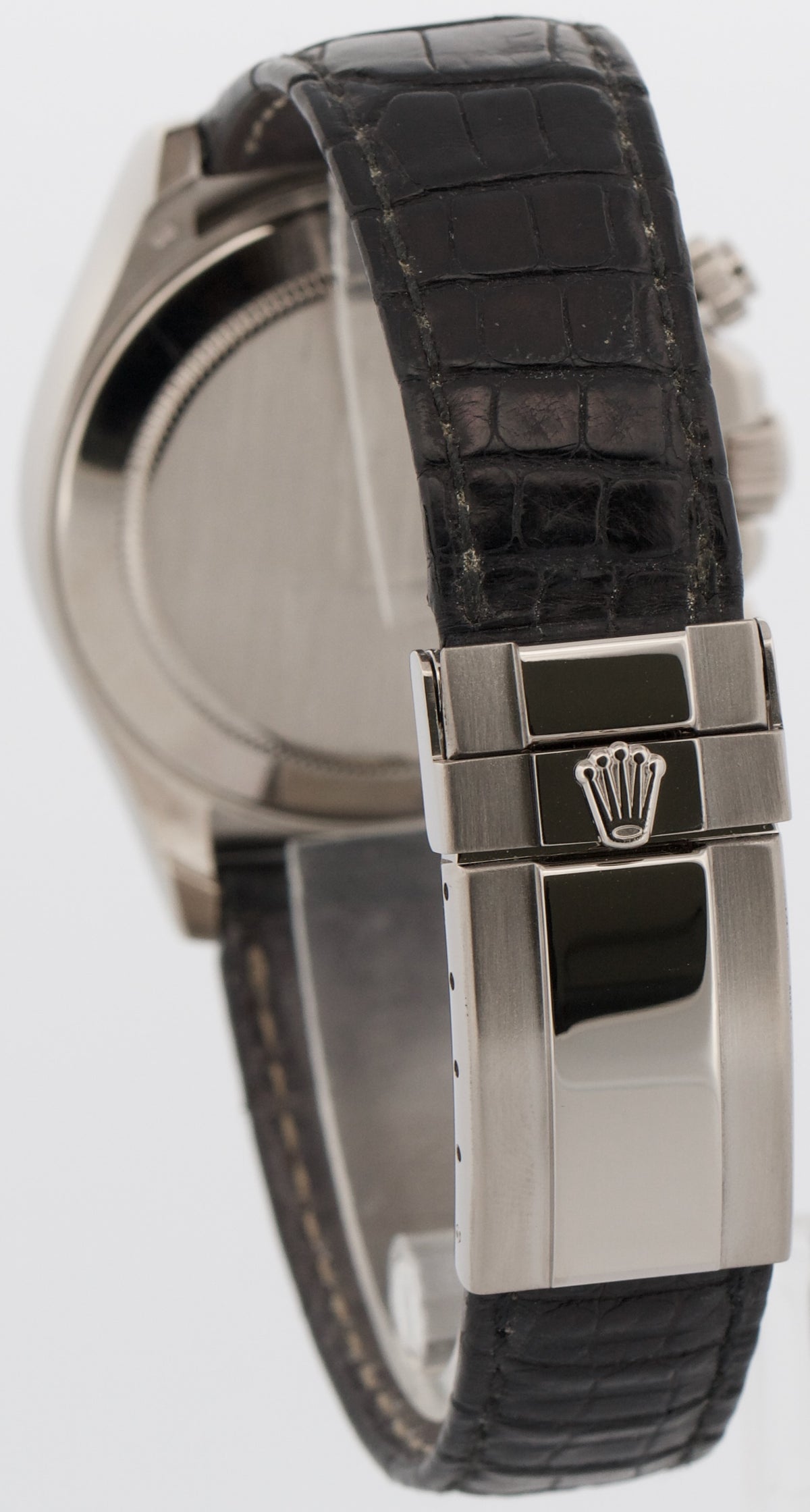 Rolex Daytona Cosmograph 116519 Black Diamond Baguette 18K Gold Leather 40mm
