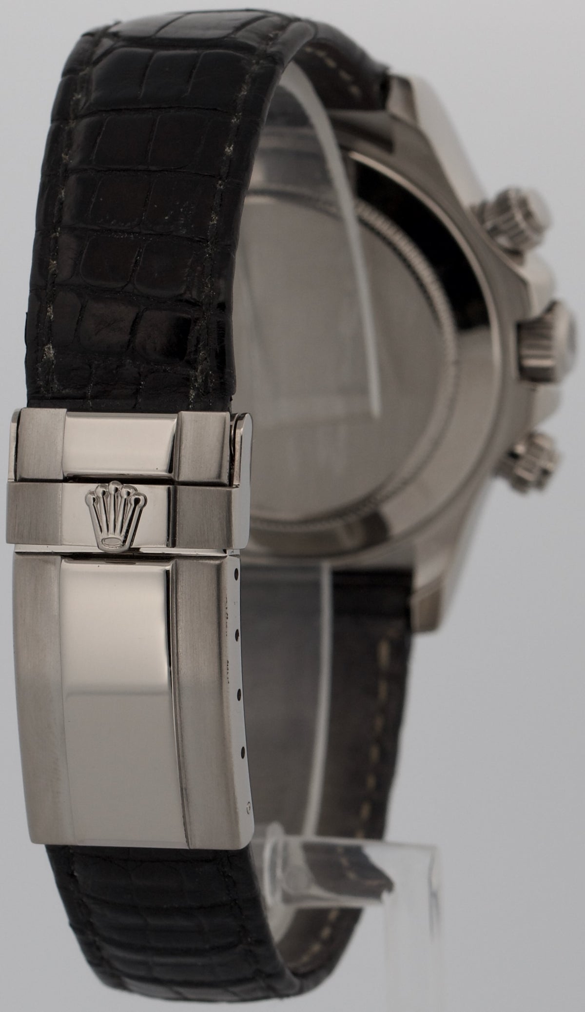 Rolex Daytona Cosmograph 116519 Black Diamond Baguette 18K Gold Leather 40mm