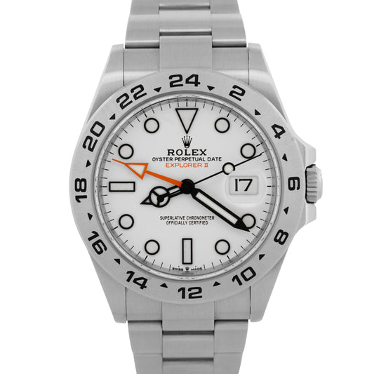 PAPERS Rolex Explorer II 42mm POLAR WHITE Date GMT Steel 226570 Watch BOX