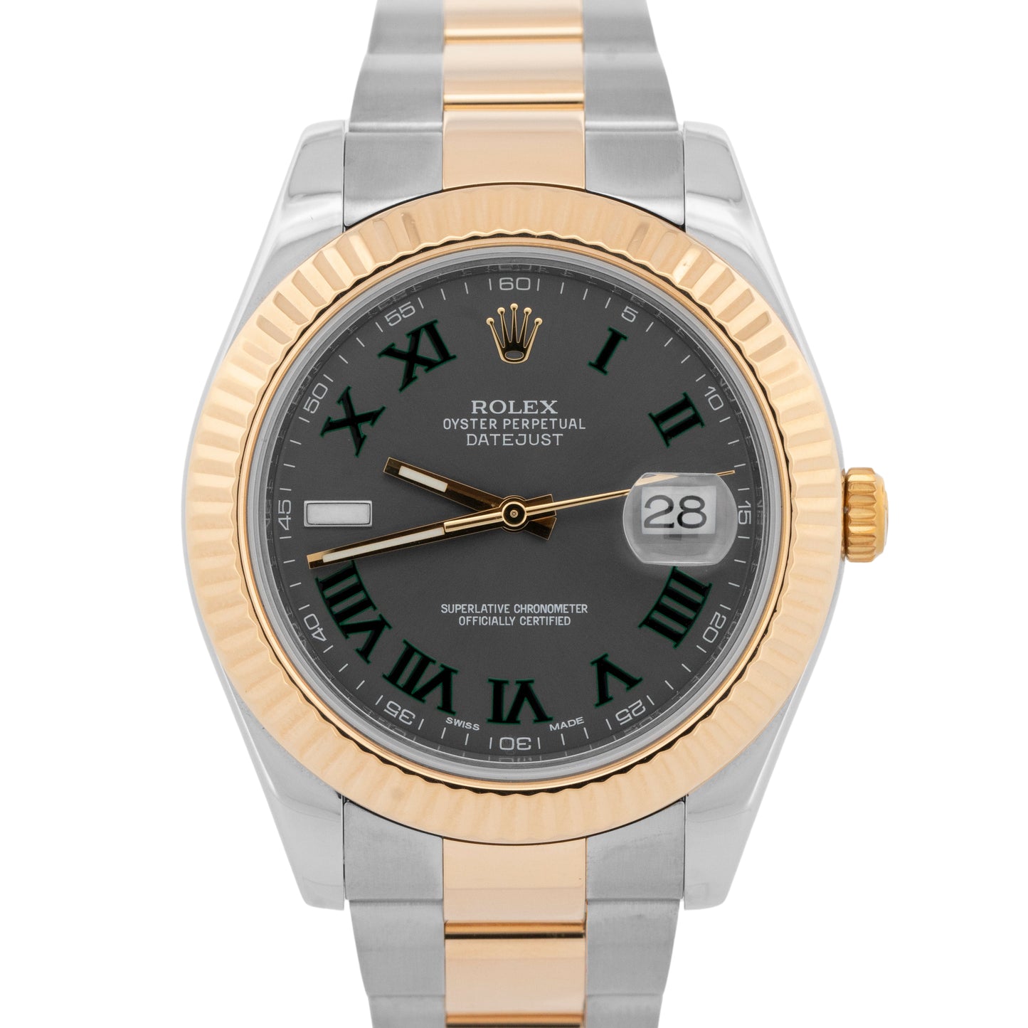 PAPERS Rolex Datejust II WIMBLEDON Rhodium Steel 18K Yellow Gold 41mm 116333 BOX