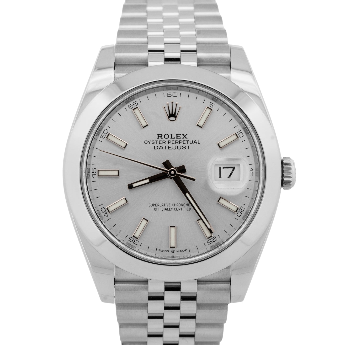 2023 PAPERS Rolex DateJust 41 SILVER Stainless Steel 41mm 126300 Watch BOX